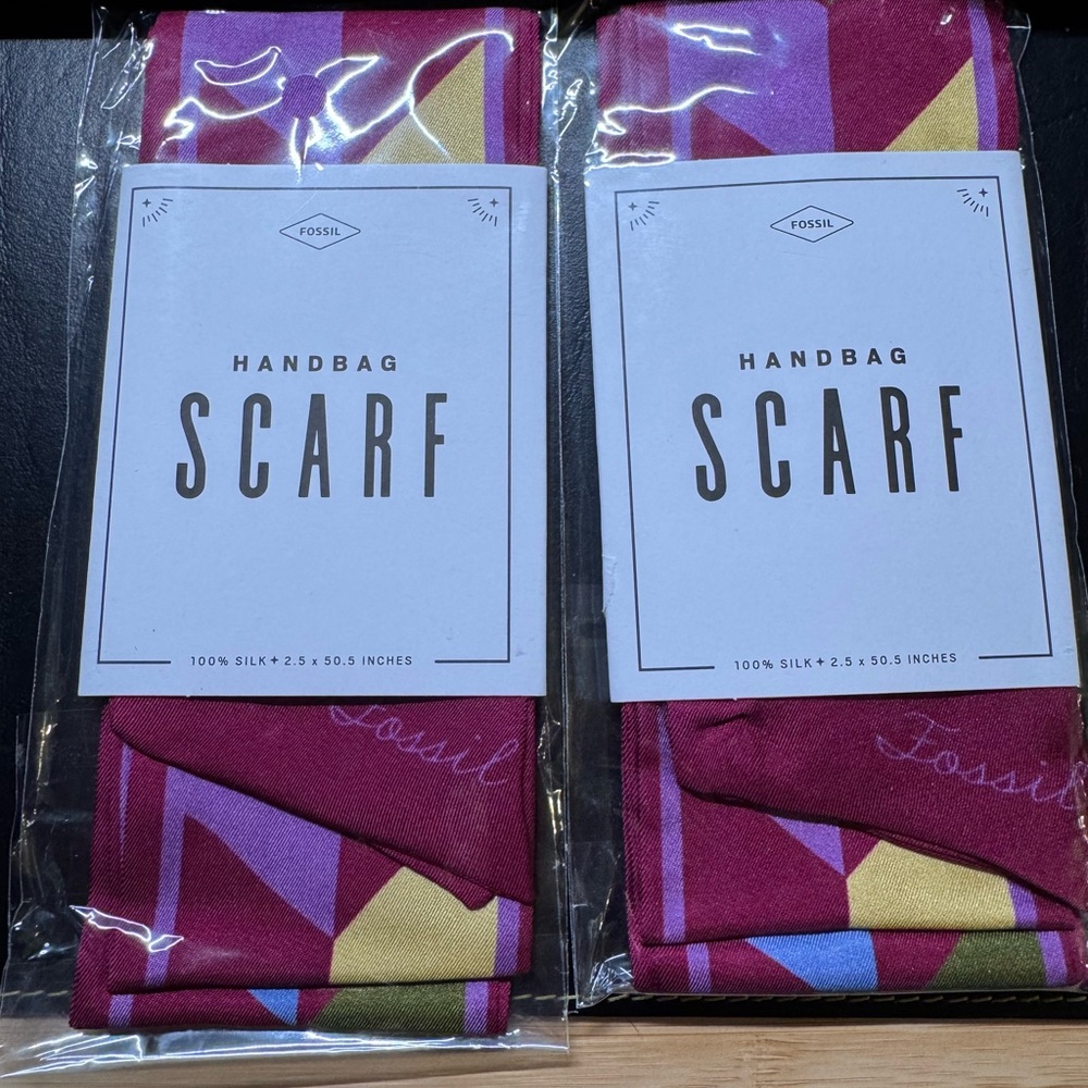 Fossil Silk Handbag Scarf in Pink and Purple